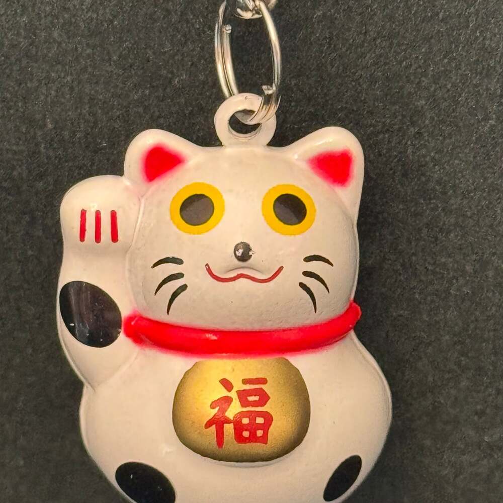 Lucky Cat Maneki Neko Japanese Bell Charm